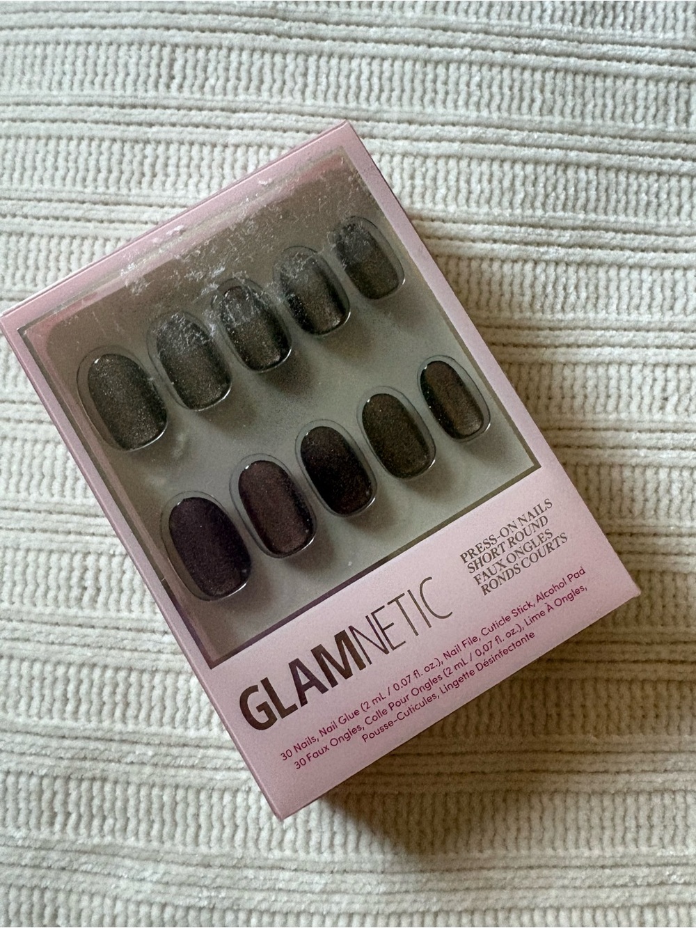 New Glamnetic Press-On Nails Galatic Dark Shinny Gray